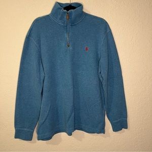 Polo Ralph Lauren Blue Mock Neck Quarter Zip Pullover-Mens L
